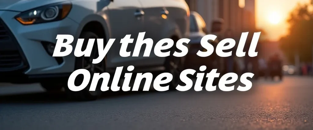 The image shows a person comparing various online marketplace logos to choose the best buy and sell sites.