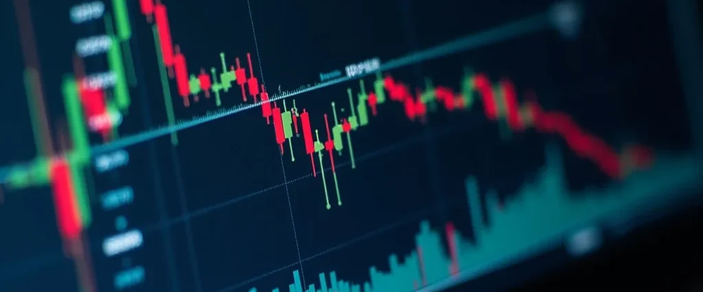 The image shows a stylized graphic of a digital stock chart alongside icons representing online platforms for finding the best website to buy stocks.