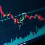 The image shows a stylized graphic of a digital stock chart alongside icons representing online platforms for finding the best website to buy stocks.