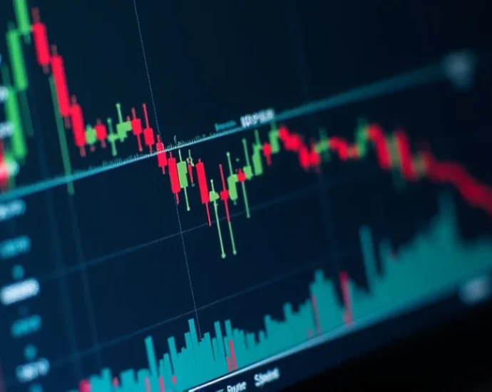 The image shows a stylized graphic of a digital stock chart alongside icons representing online platforms for finding the best website to buy stocks.