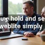 The image shows a computer screen displaying a clean interface for a buy and sell website, explaining it simply.